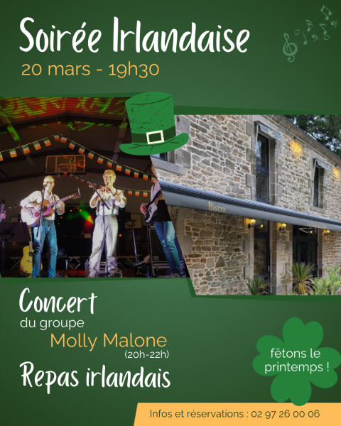 Soirée Irlandaise au Moulin de Celac - jeudi 20 mars